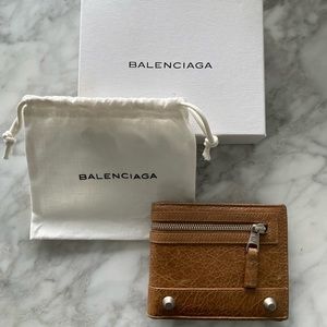 Men’s BALENCIAGA leather bifold wallet in tan/brown